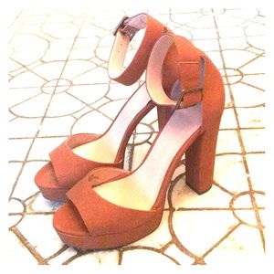 Brown Suede Ankle Strap Heels